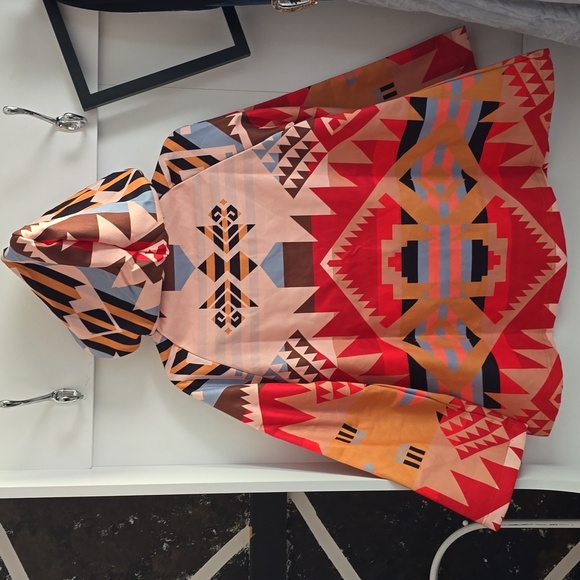 Casual Retro Print Hooded Jacket With Pockets, ORANJE, XL - Picture 12 of 12